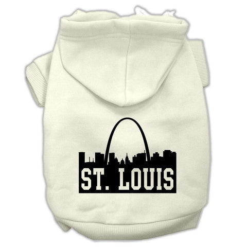 St Louis Skyline Screen Print Pet Hoodies Cream Size Lg (14)