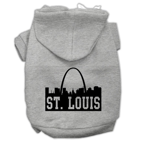 St Louis Skyline Screen Print Pet Hoodies Grey Size Med (12)