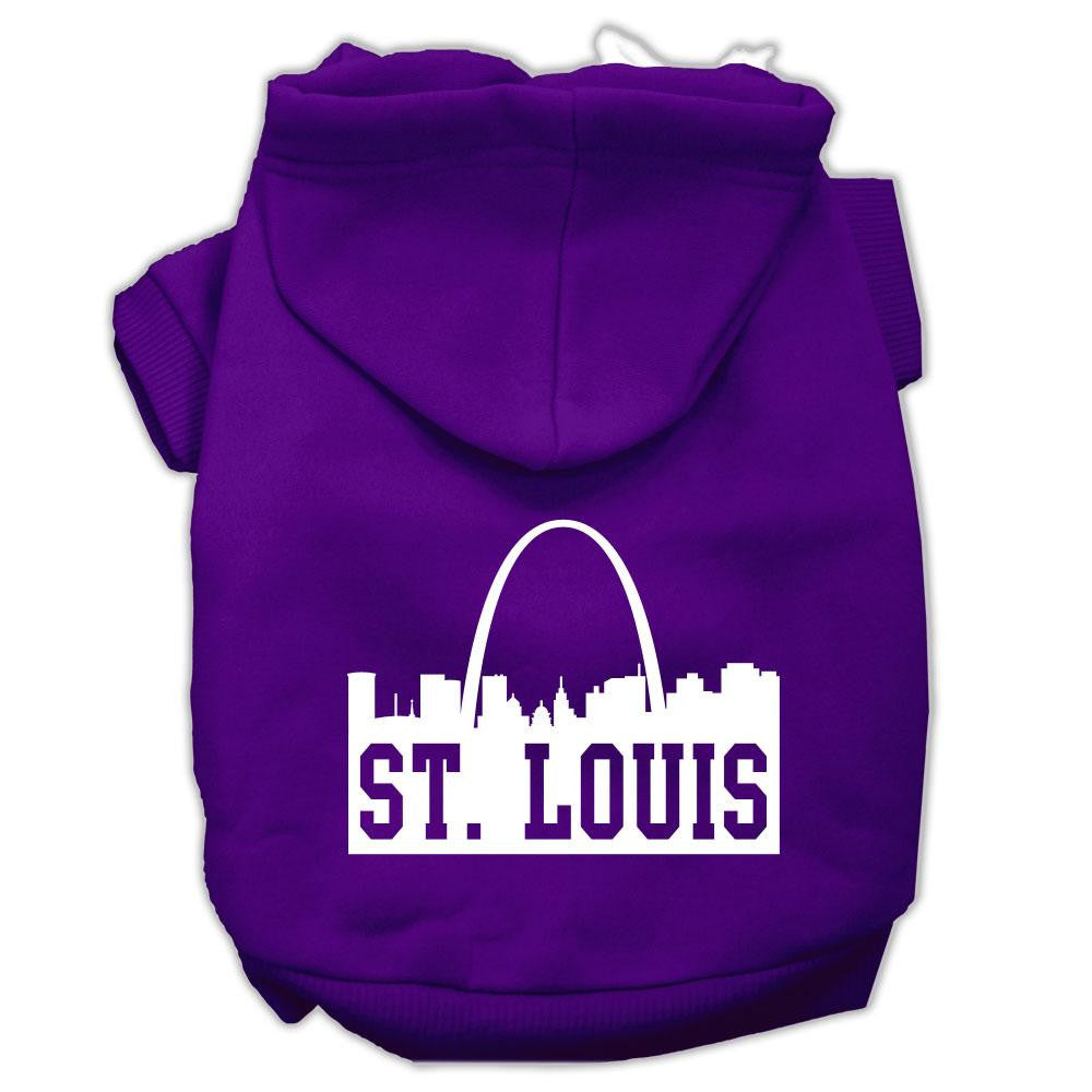 St Louis Skyline Screen Print Pet Hoodies Purple Size Sm (10)