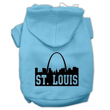 St Louis Skyline Screen Print Pet Hoodies Baby Blue Size Xs (8)