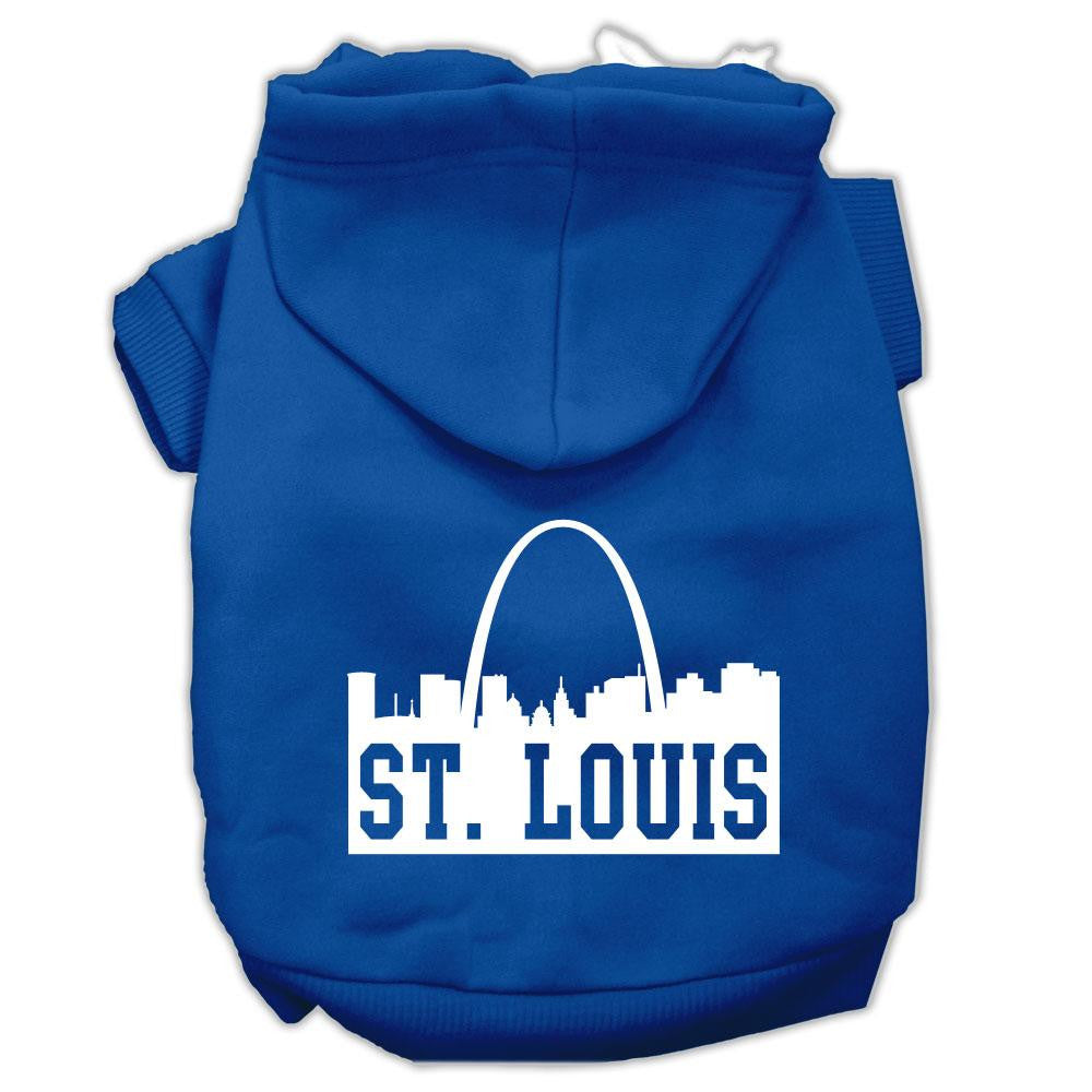 St Louis Skyline Screen Print Pet Hoodies Blue Size XS (8)