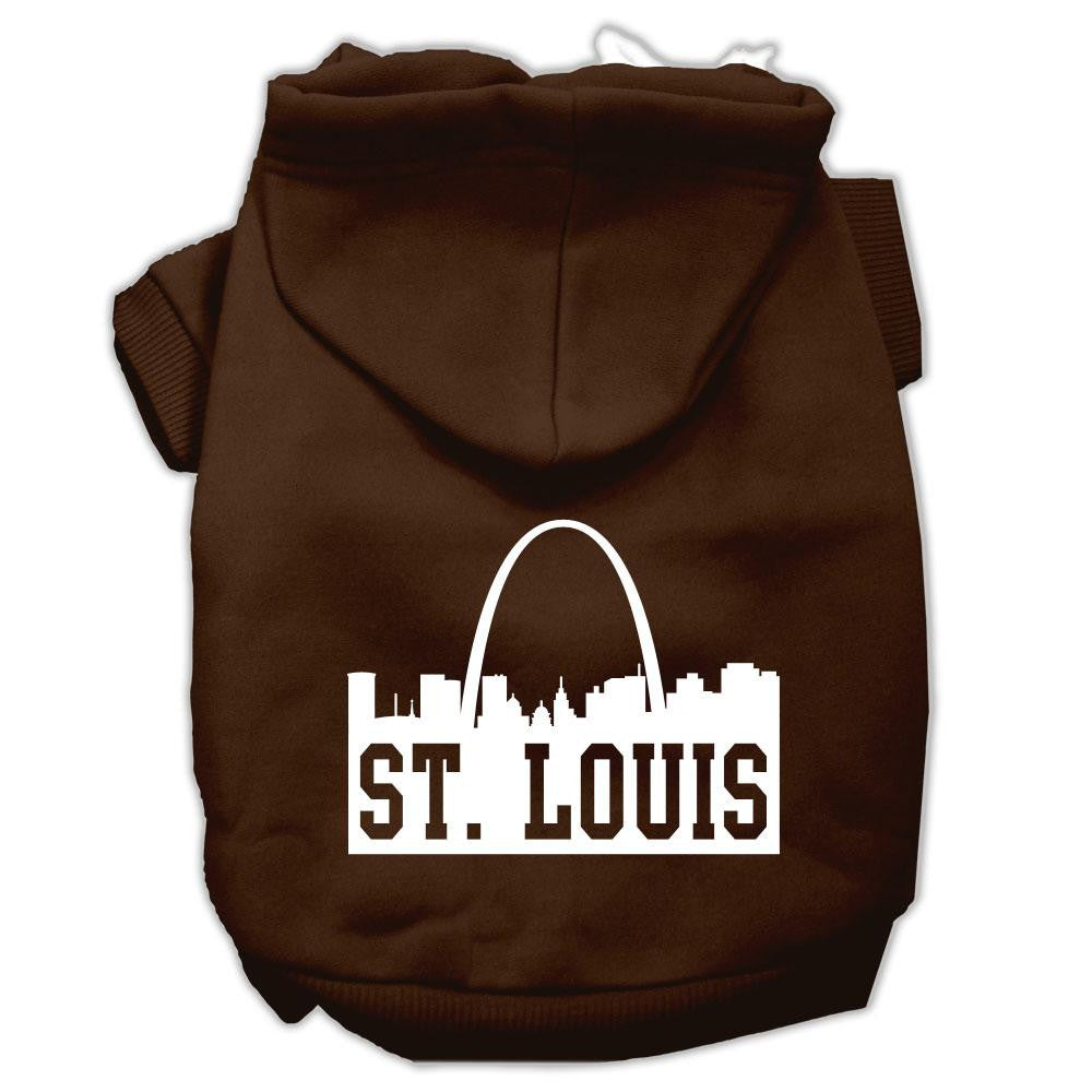 St Louis Skyline Screen Print Pet Hoodies Brown Size XS (8)