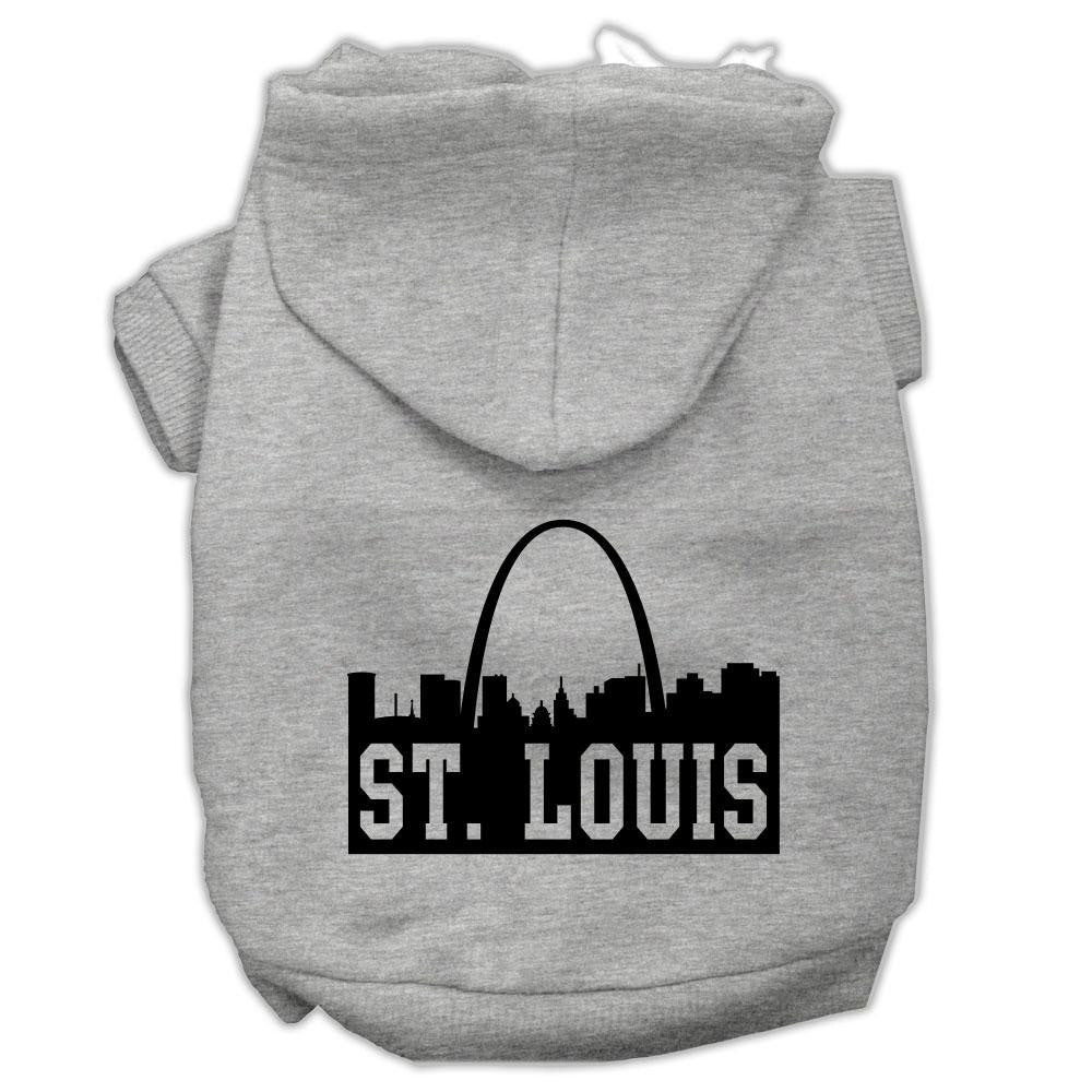 St Louis Skyline Screen Print Pet Hoodies Grey Size Xs (8)