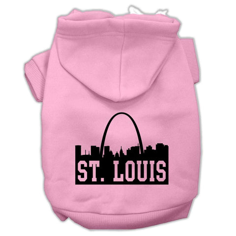 St Louis Skyline Screen Print Pet Hoodies Light Pink Size Xs (8)