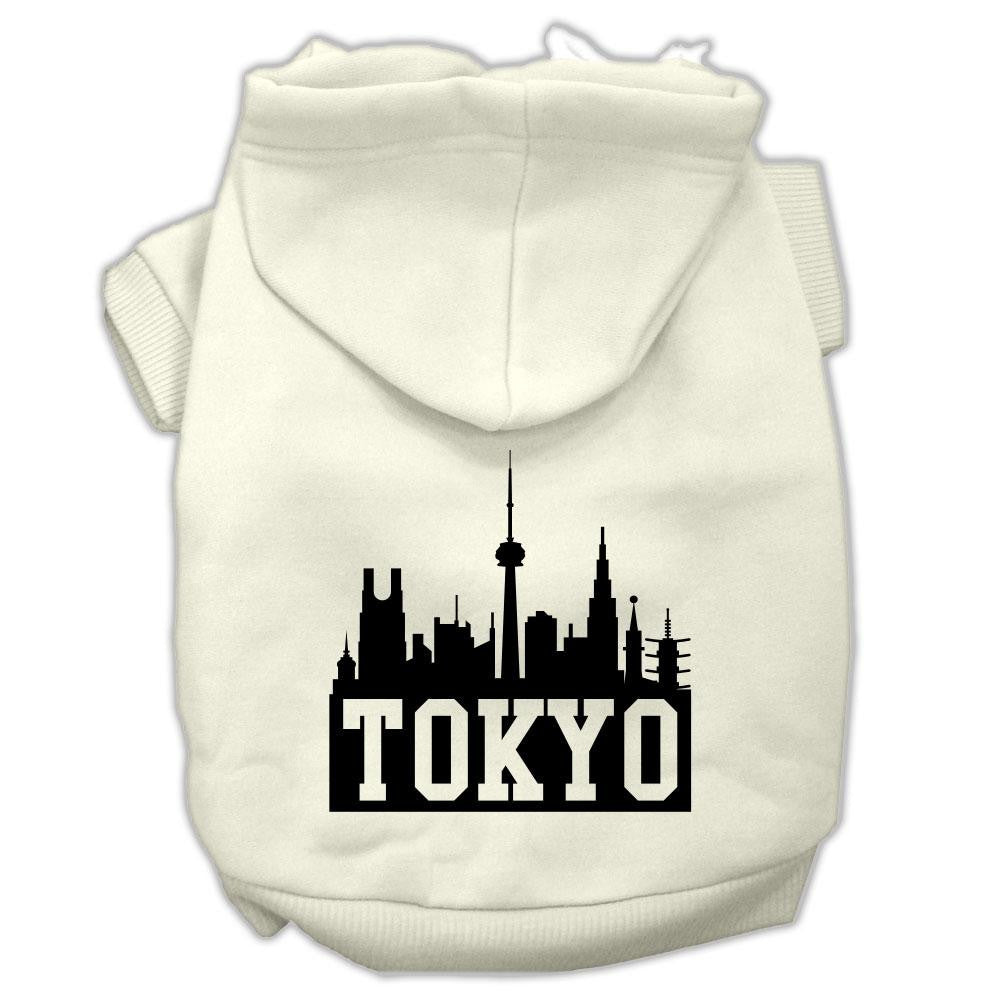 Tokyo Skyline Screen Print Pet Hoodies Cream Size Lg (14)