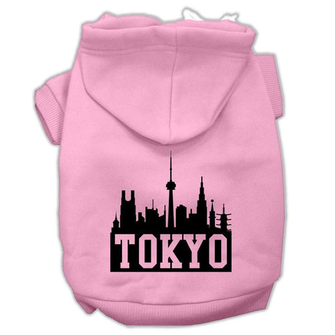 Tokyo Skyline Screen Print Pet Hoodies Light Pink Size Lg (14)