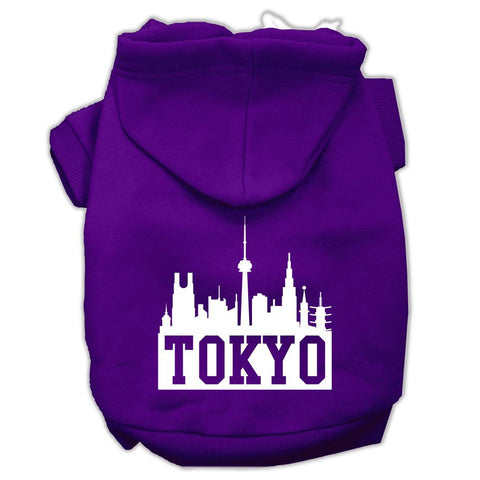 Tokyo Skyline Screen Print Pet Hoodies Purple Size Lg (14)