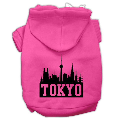 Tokyo Skyline Screen Print Pet Hoodies Bright Pink Size Med (12)