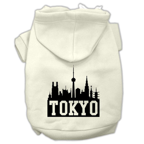 Tokyo Skyline Screen Print Pet Hoodies Cream Size Med (12)