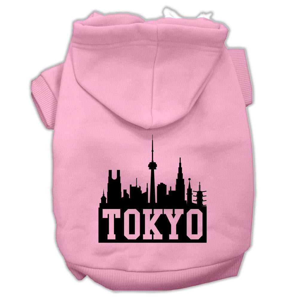 Tokyo Skyline Screen Print Pet Hoodies Light Pink Size Sm (10)