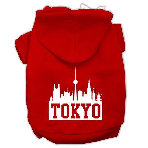 Tokyo Skyline Screen Print Pet Hoodies Red Size Sm (10)