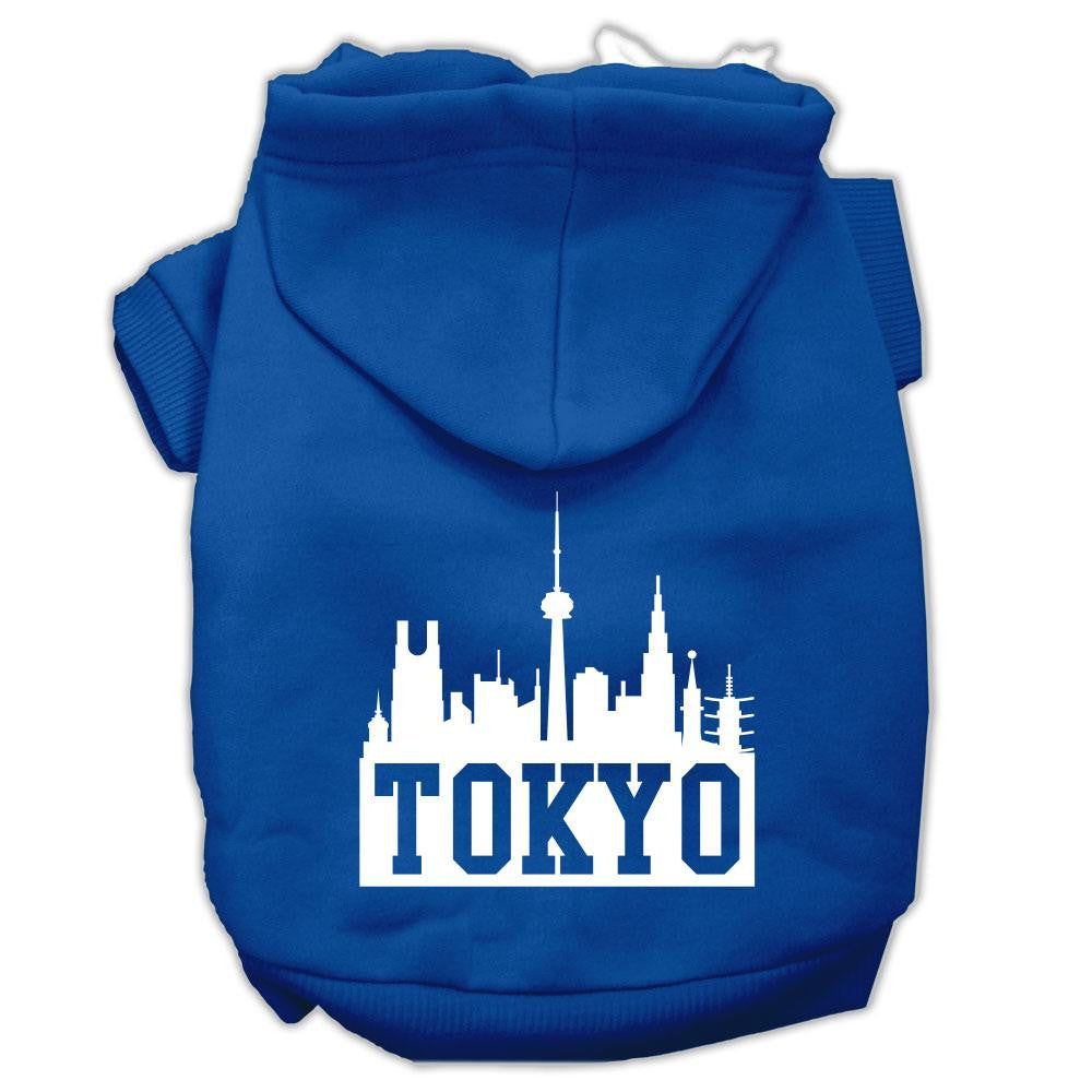 Tokyo Skyline Screen Print Pet Hoodies Blue Size XS (8)