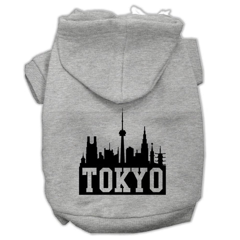 Tokyo Skyline Screen Print Pet Hoodies Grey Size Xs (8)