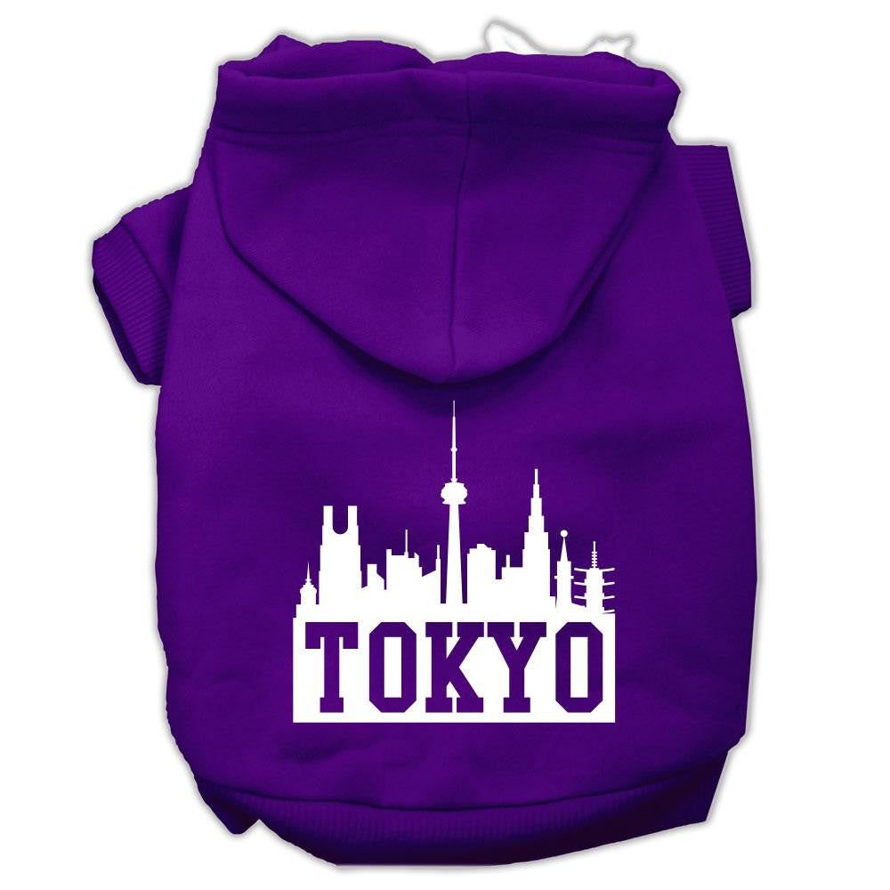 Tokyo Skyline Screen Print Pet Hoodies Purple Size XS (8)