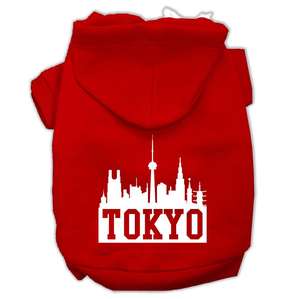 Tokyo Skyline Screen Print Pet Hoodies Red Size XS (8)