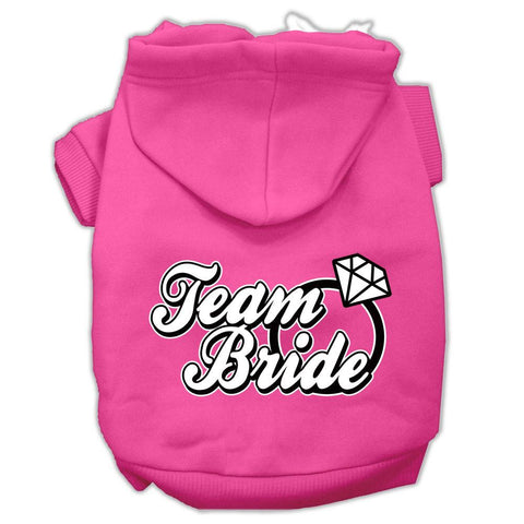 Team Bride Screen Print Pet Hoodies Bright Pink Size Med (12)