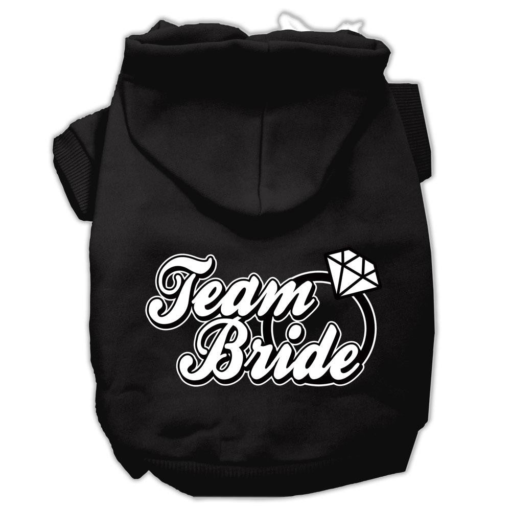 Team Bride Screen Print Pet Hoodies Black Size XS (8)