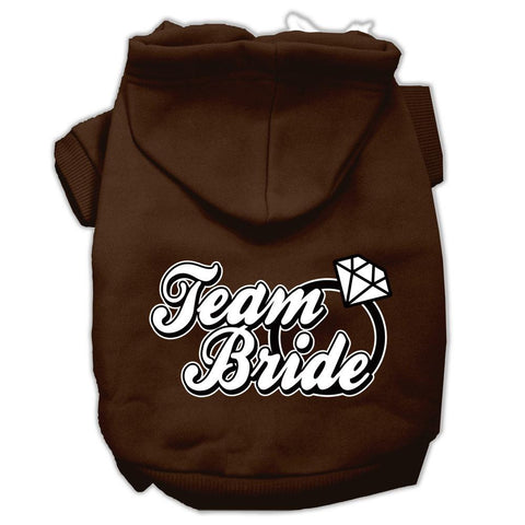 Team Bride Screen Print Pet Hoodies Brown Size XS (8)