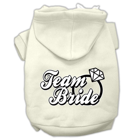 Team Bride Screen Print Pet Hoodies Cream Size XS (8)