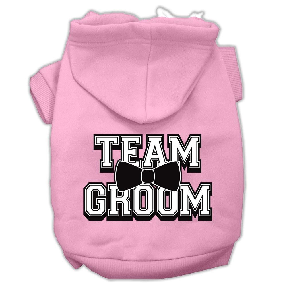 Team Groom Screen Print Pet Hoodies Light Pink Size Lg (14)