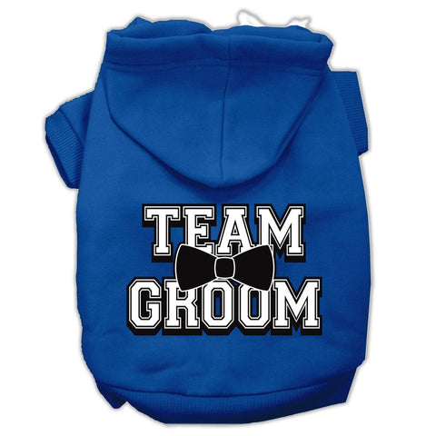 Team Groom Screen Print Pet Hoodies Blue Size Med (12)