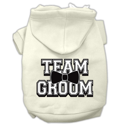 Team Groom Screen Print Pet Hoodies Cream Size Med (12)