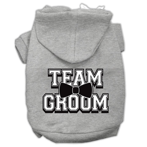 Team Groom Screen Print Pet Hoodies Grey Size Med (12)