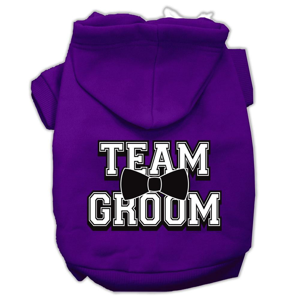 Team Groom Screen Print Pet Hoodies Purple Size Med (12)