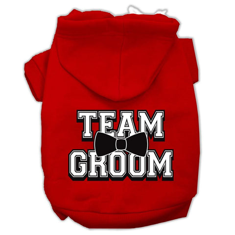 Team Groom Screen Print Pet Hoodies Red Size Med (12)