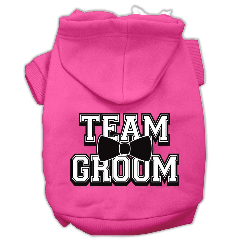 Team Groom Screen Print Pet Hoodies Bright Pink Size XL (16)