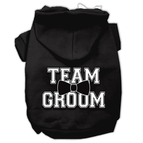 Team Groom Screen Print Pet Hoodies Black Size XS (8)