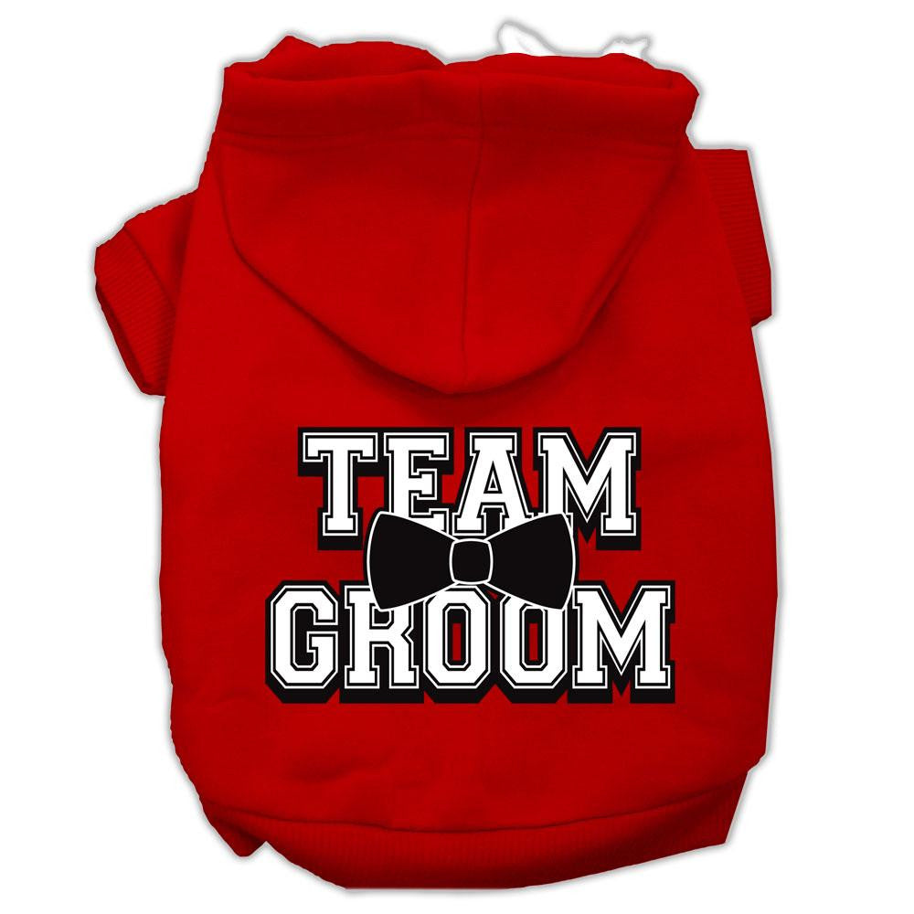 Team Groom Screen Print Pet Hoodies Red Size XS (8)