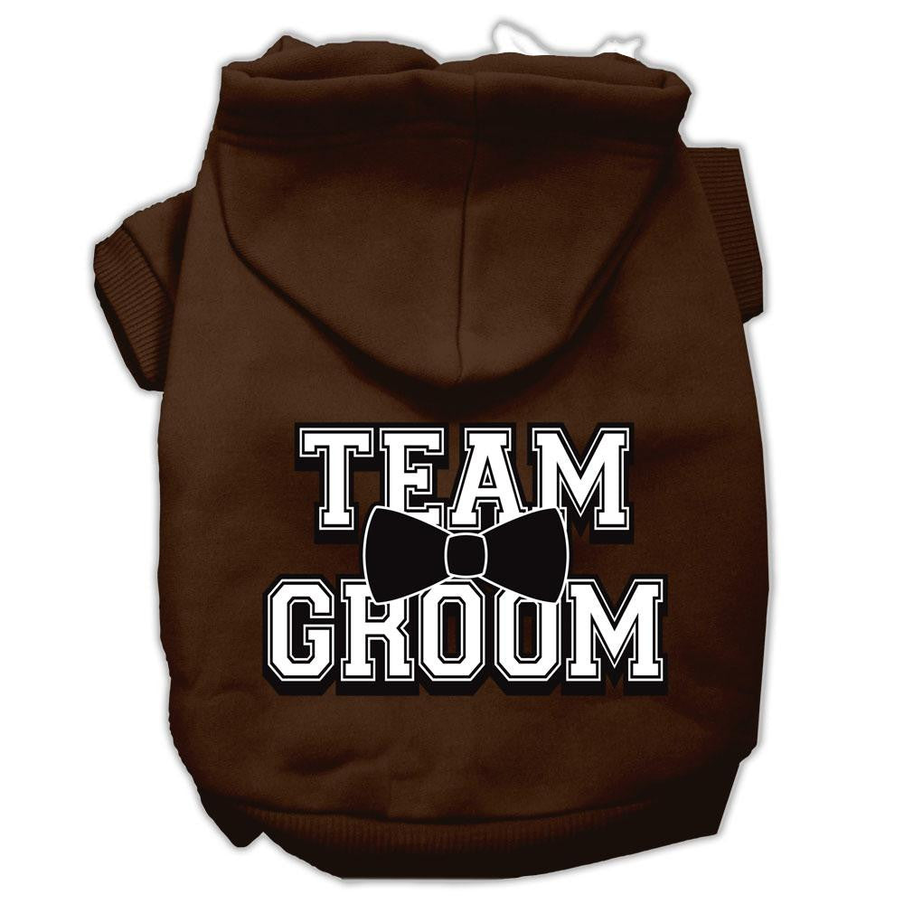 Team Groom Screen Print Pet Hoodies Brown Size XXL (18)