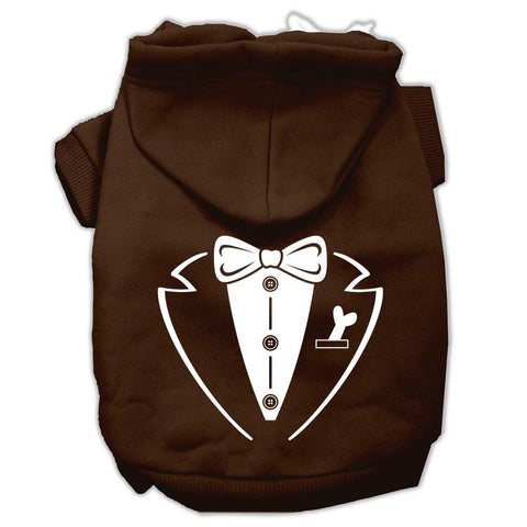 Tuxedo Screen Print Pet Hoodies Brown Size Lg (14)