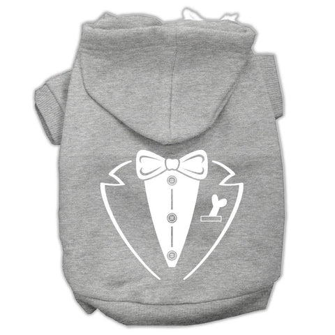 Tuxedo Screen Print Pet Hoodies Grey Size Lg (14)