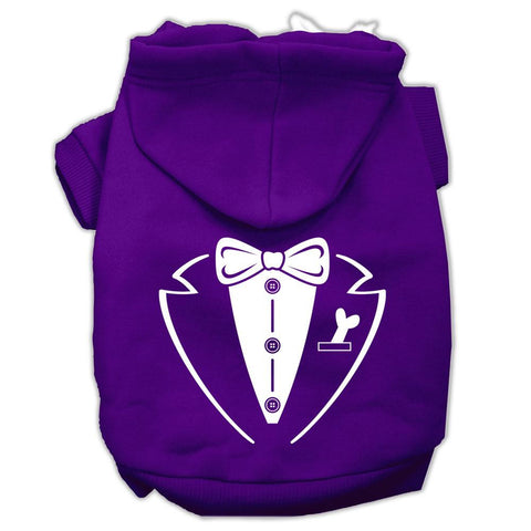 Tuxedo Screen Print Pet Hoodies Purple Size Med (12)