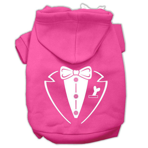 Tuxedo Screen Print Pet Hoodies Bright Pink Size Sm (10)