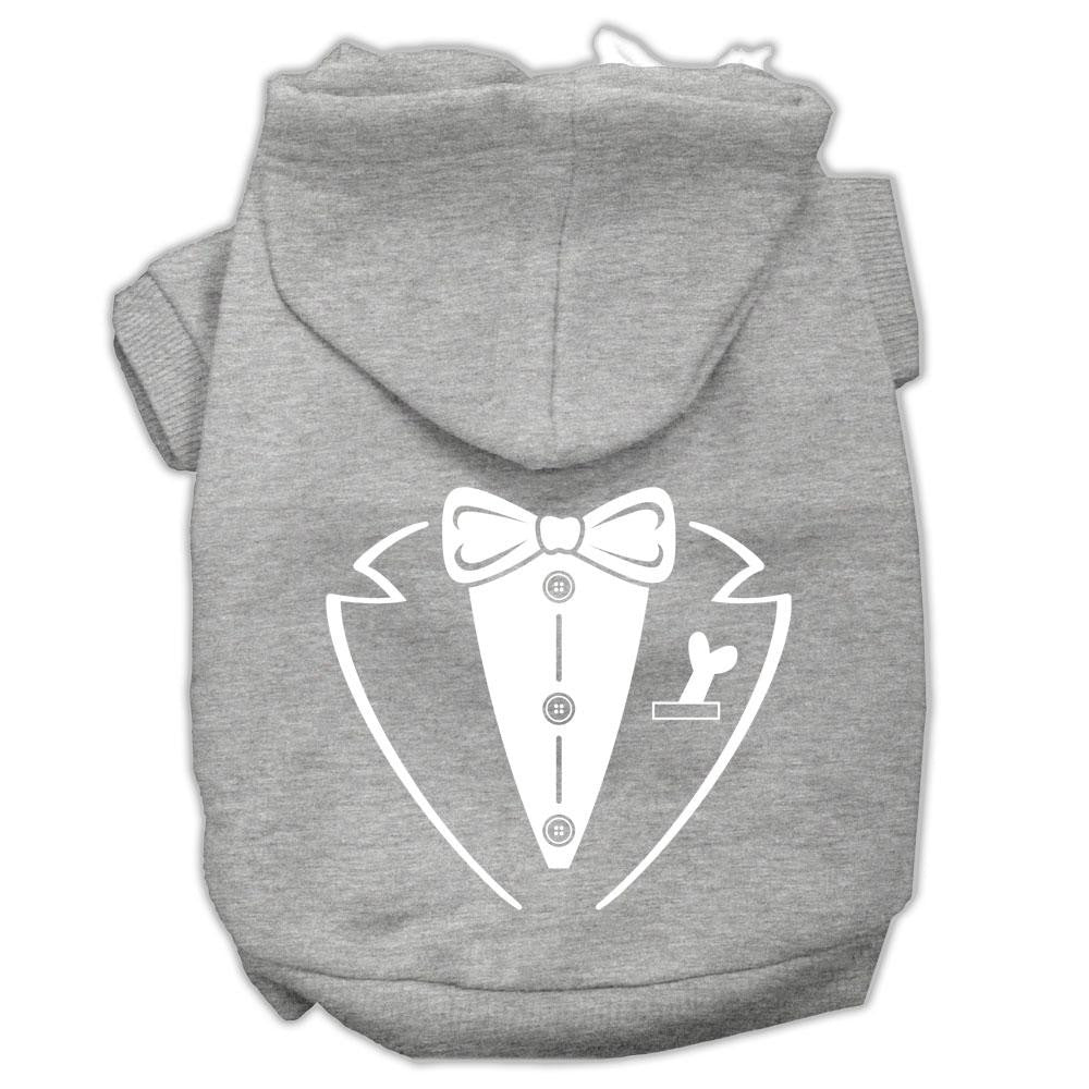 Tuxedo Screen Print Pet Hoodies Grey Size Sm (10)