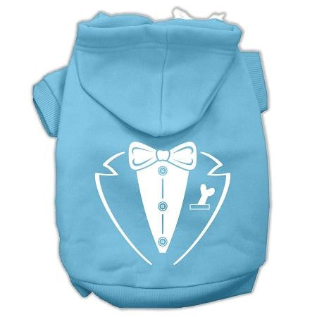 Tuxedo Screen Print Pet Hoodies Baby Blue Size Xs (8)