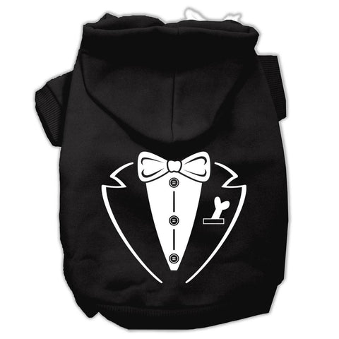 Tuxedo Screen Print Pet Hoodies Black Size XS (8)