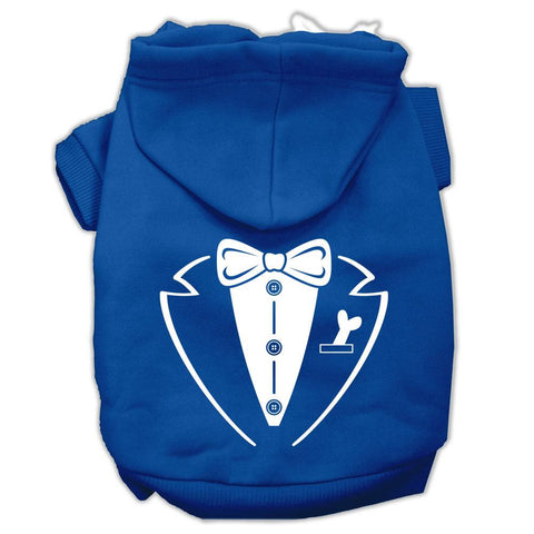 Tuxedo Screen Print Pet Hoodies Blue Size XS (8)