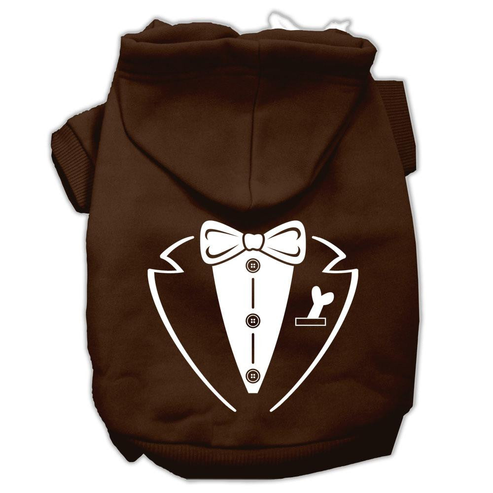 Tuxedo Screen Print Pet Hoodies Brown Size XS (8)