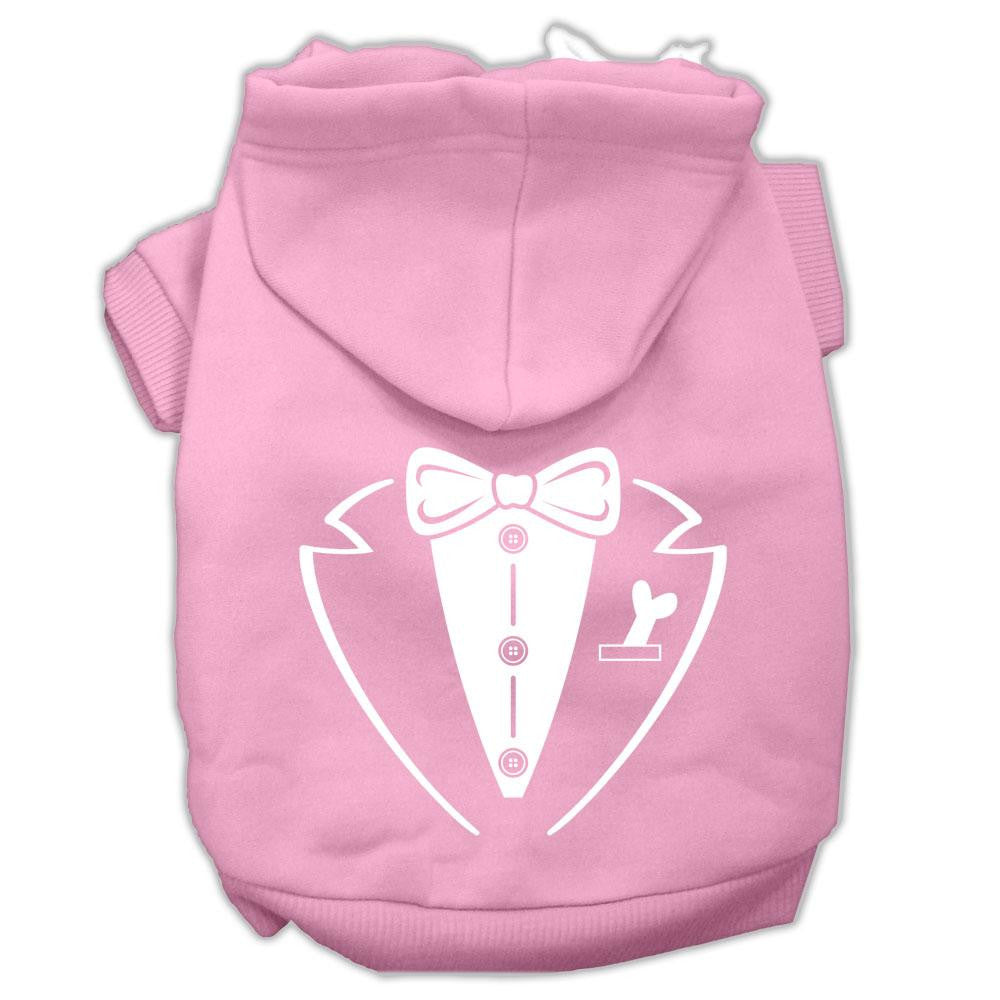 Tuxedo Screen Print Pet Hoodies Light Pink Size Xs (8)