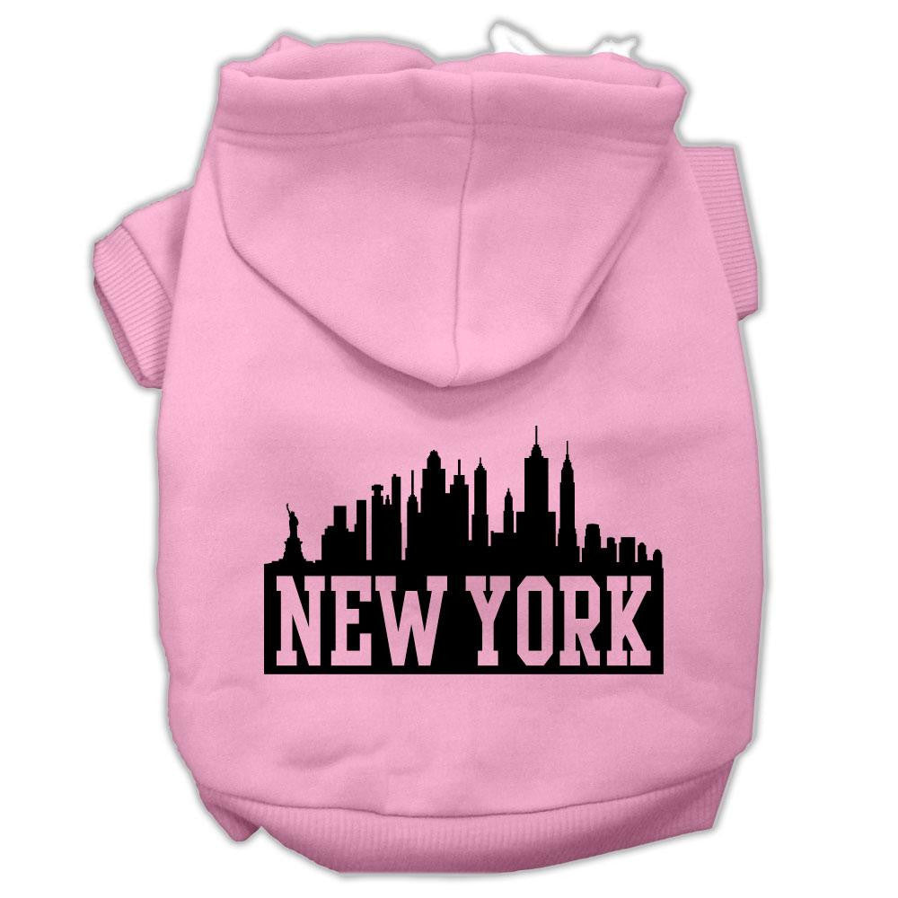 New York Skyline Screen Print Pet Hoodies Light Pink Size Lg (14)