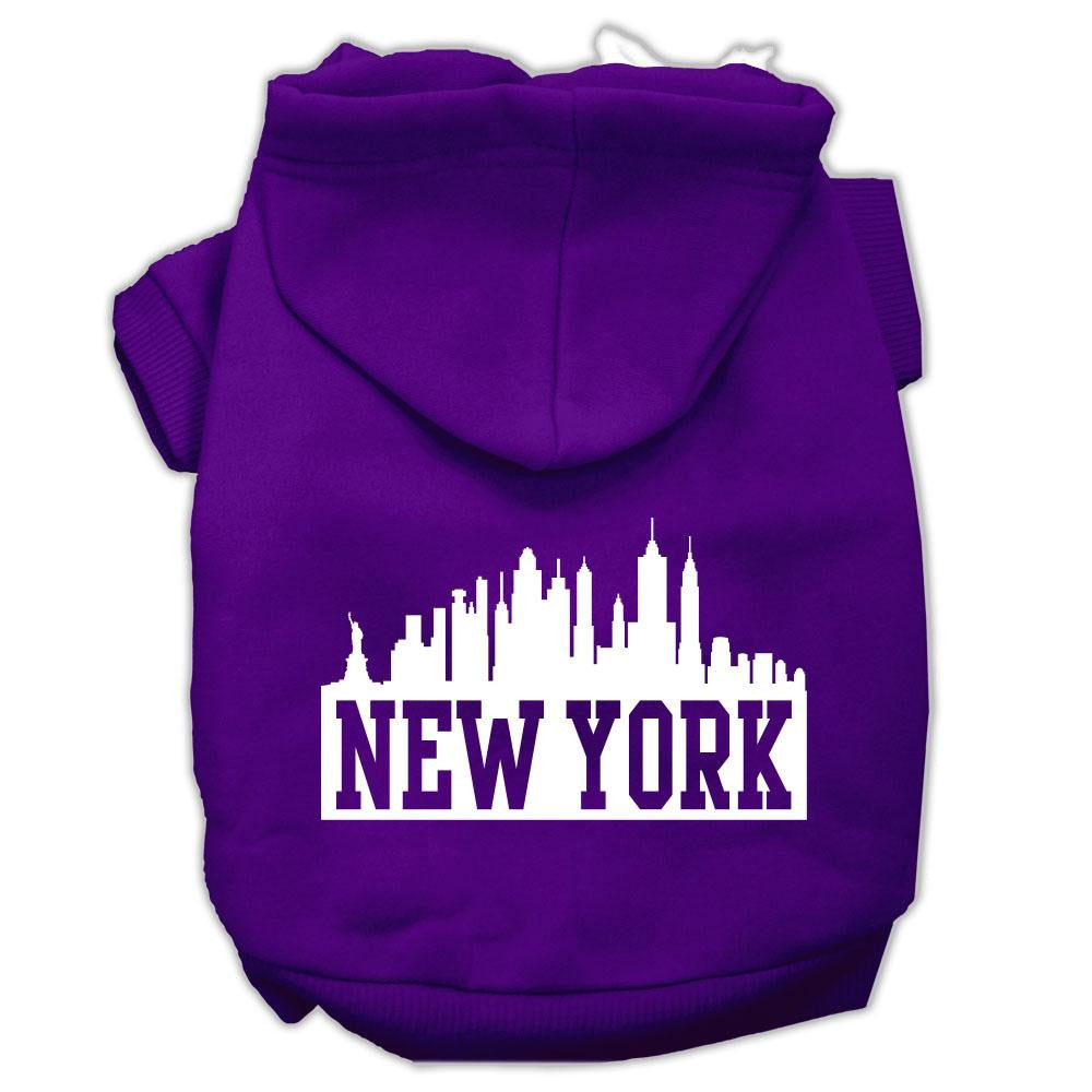 New York Skyline Screen Print Pet Hoodies Purple Size Lg (14)