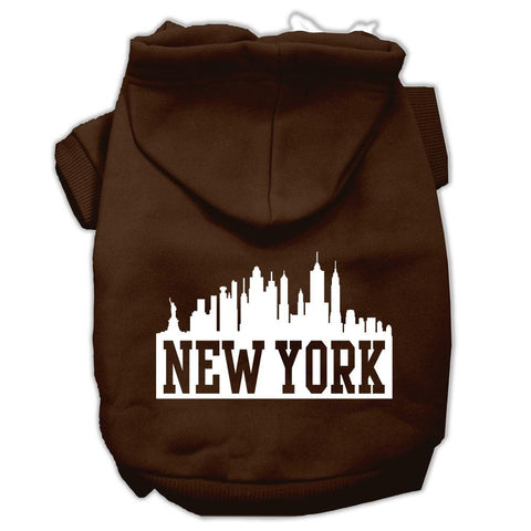 New York Skyline Screen Print Pet Hoodies Brown Size Med (12)