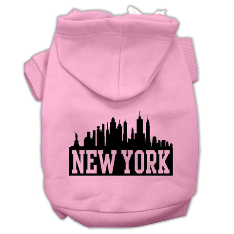 New York Skyline Screen Print Pet Hoodies Light Pink Size Sm (10)