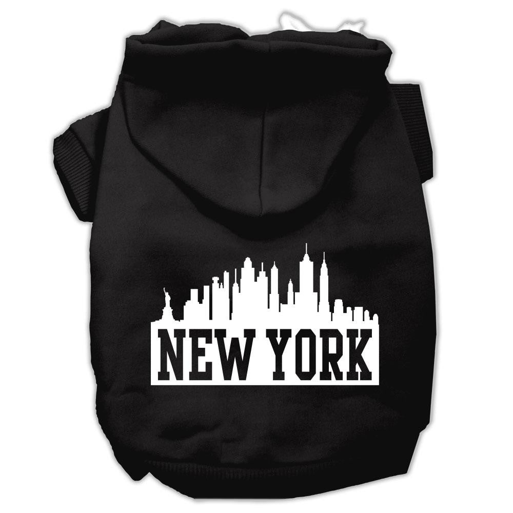 New York Skyline Screen Print Pet Hoodies Black Size XL (16)