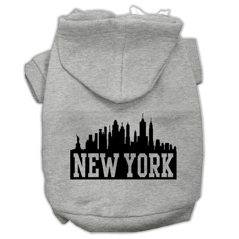 New York Skyline Screen Print Pet Hoodies Grey Size Xl (16)