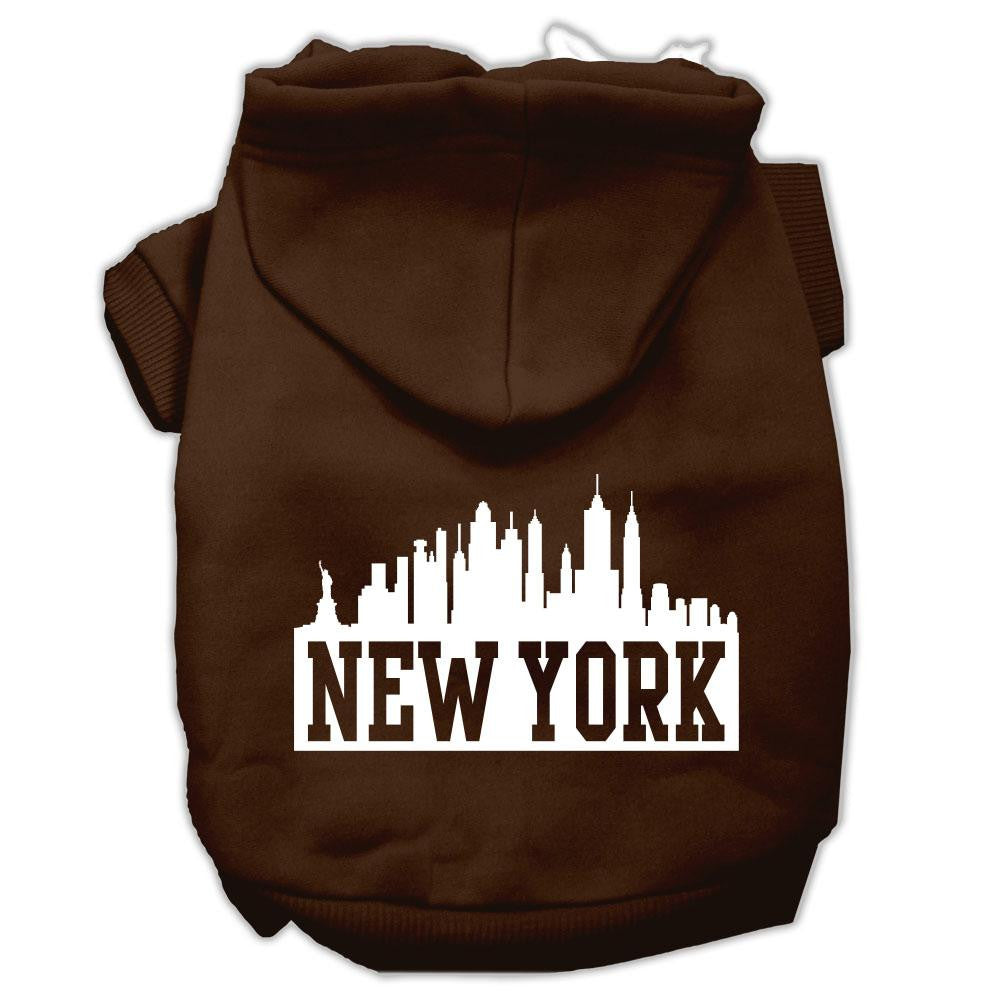 New York Skyline Screen Print Pet Hoodies Brown Size XXL (18)